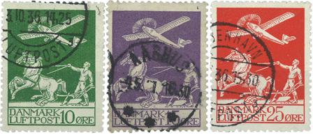 Danmark 1925 - Luftpost AFA 144-146 - Stemplet