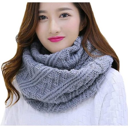 Vintervarm Sjal Tjock Kabel Ull Stickad Loop Snood Cirkel Wrap Hals Krage