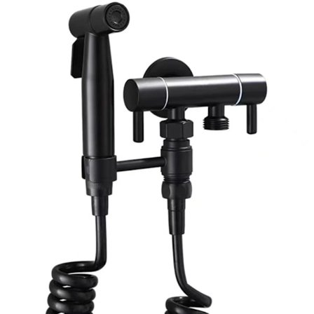 Håndholdt bidet-sprøjte til toilet, 1-i-2-ud dobbelt kontrolventil, vaskemaskine, håndbruser bidetbeslag til vaskemaskine og toilet