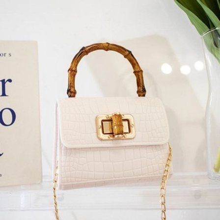 Stenmønstret bambus gelépose indkøbspose (hvid)