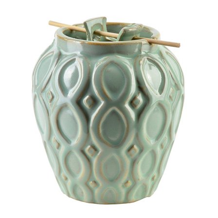 Tvådelad doftolja värmare i keramik - Grön, 6,5x10,5x11,5 cm