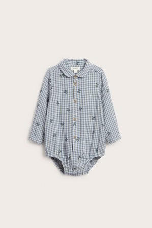 Newbie | Koszula z body w kratę i jagody Niebieski 56 | Niebieski