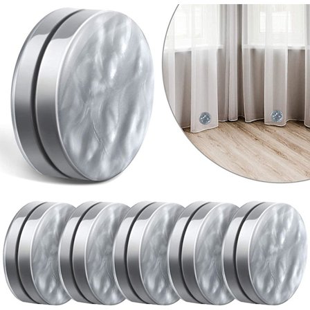 Magnetiske gardinlodder bruseforhæng magneter runde gardinlodder bund til udendørs gardiner dug for at stoppe fra at blæse (grå, 6 par)