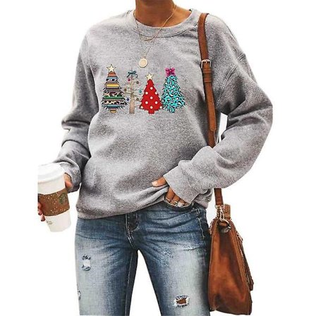 Kvinnors jul fleece tröjor långärmad fuzzy sweatshirts