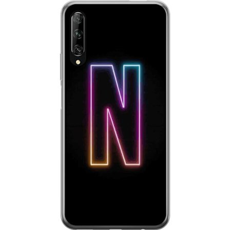 Yhteensopiva Puhelinkuori Huawei Huawei P smart Pro 2019 Minimalistinen neonkirjain N värinvaihtuvassa valossa mustaa taustaa vasten
