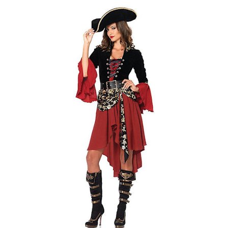 Kvinne Karibiske Pirater Kaptein Kostyme Halloween Rollespill Cosplay Dress Gothic Fancy Dress