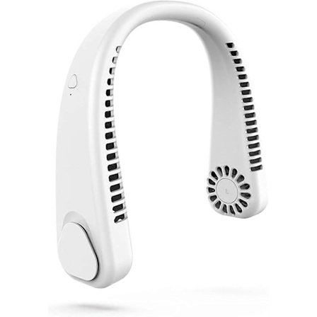 Bærbar nakkevifte, hengende dobbel kjølevifte, håndfri personlig vifte Mini USB oppladbar vifte for hjem, kontor og utendørs reise (hvit)