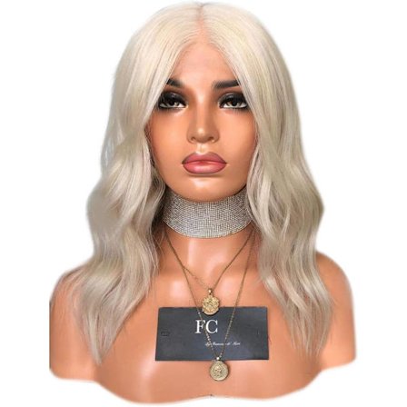 Hårförlängningar Fashian Ljus Guld Mellankort Curly Fluffy Dyed Lady Front Lace Peruk (Färg: Fotofärg, Storlek: 18 tum)