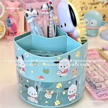Kawaii Kuromi Roterbar pennhållare Anime My Melody Cinnamoroll Pompompurin Brush Container Pochacco Organizer Brevpapper
