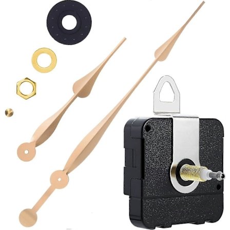 Klockmekanism med högt vridmoment och lång axel med 12 tum långa spadformade visare (guld) db