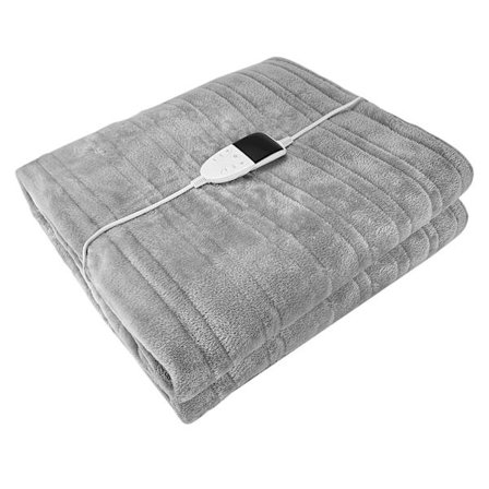 Varmeteppe, 150*180cm, 6 varmenivåer, flanell hurtigvarmende elektrisk teppe, maskinvaskbart, lys grå