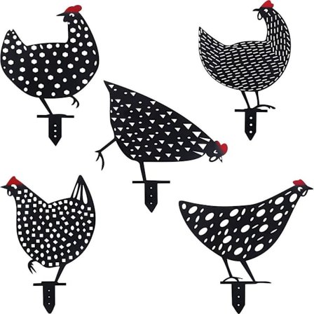 5 kappaleen pakkaus] Kanan koristeellisia käsintehtyjä puutarhapatsaita, puutarhafiguuri kana koristeellinen käsintehty KLB