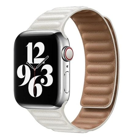 Lærreim for Apple Watch-rem 45 mm 41 mm 44 mm 40 mm Original magnetisk løkkelenke Armbånd iWatch Ultar2 49 mm 9 8 7 6 SE 3 42 mm Starlight Starlight