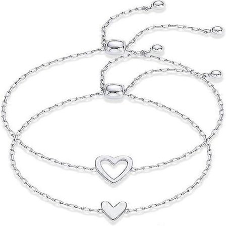 14K kullattu yhteensopiva sydänriipus Solitaire rannekorusetti naisille | Säädettävä rakkaus ystävyys kaksi rannekorupakkausta (FMY)