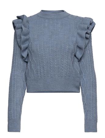 Onlbenedikte L/S Frill Pullover Ex Knt Blue ONLY