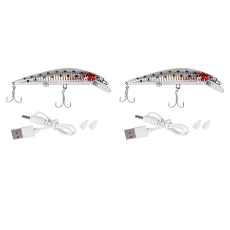 2x USB Genopladelig Led Twitching Fish Lure Elektrisk agn Livslignende Vibrate Fishing Lure Triple Hoo
