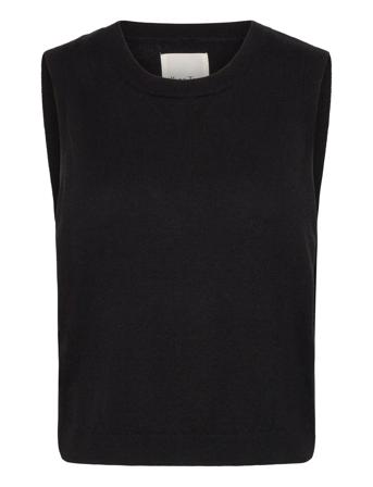 Keyjapw Pu Vests Knitted Vests Black Part Two