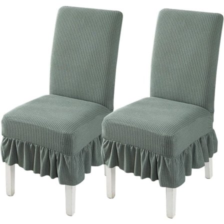 Paket med 2 volangkjol matstolsöverdrag, matstolsöverdrag