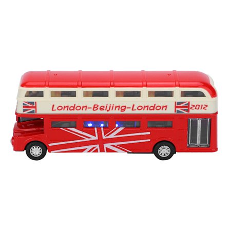 90 Barn Dubbellager Bussleksak Ljud Ljussimulering Legering Dra Tillbaka Billeksak Röd