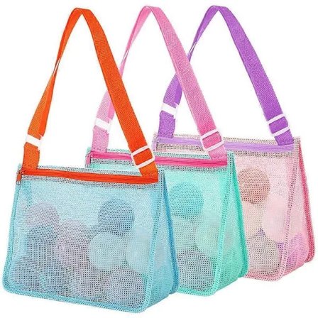 【CA】3-pakning Strandleke Meshveske Barn Skallvesker Samlevesker for Oppbevaring