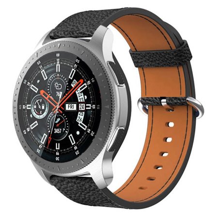 Samsung Galaxy Watch 46mm / Gear S3 Classic / Gear S3 Frontier klockarmband i äkta läder - Svart