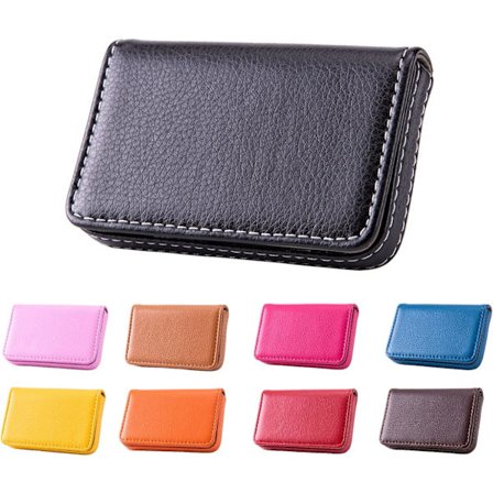 PU Læder Visitkort Etui, Visitkort Holder til Pung, Visitkort Etui til Mænd & Kvinder, Magnetisk Lukning (Sort)