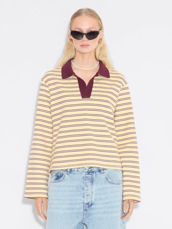 Holzweiler Elena Striped Polo - Light Yellow Stripe - Women's - M