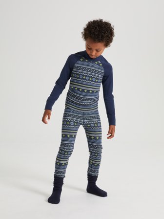 Polarn O. Pyret - Long johns in merino wool jacquard - 62 - 68 - Childrenswear - blue