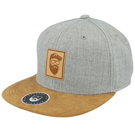Bearded Man - Grau snapback Cap - Cap Man Patch Grey/Suede Snapback @ Hatstore