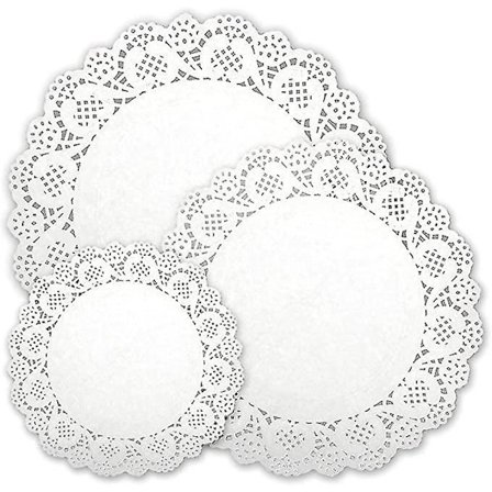 300 stk. Hvide Runde Blonder Papirservietter Kageemballage Puder