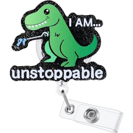 5,2x9,6 cm Rolig Dinosaur Badge Reel Buddy Jeg Er Ustoppelig T-Rex Arbejdsbrickeholder med Udtrækkelig Clip Sød Pædiatrisk Medicinsk Bricke Clip