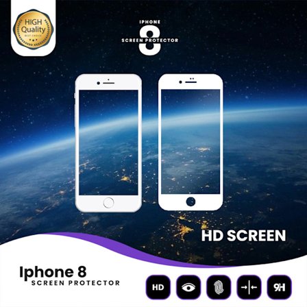 Skärmskydd Iphone 8 Vit - Härdat Glas Skärmskydd 9H - HD