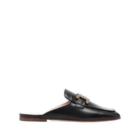 Tod's, Slippers Zwart, Dames, Maat:38 1/2 EU,leer