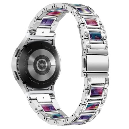 Klockarmband i rostfritt stål med strass för Samsung Galaxy Watch 4 - Silver / Färgstark