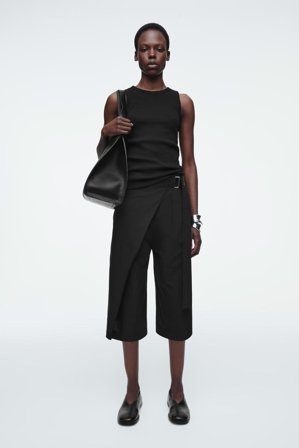 COS Women's Belted Wrap Front Cotton Shorts in Black