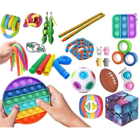 30-pakning Fidget Leker - Pop It, Stressball, Dimple, Bønner m.m._ryy