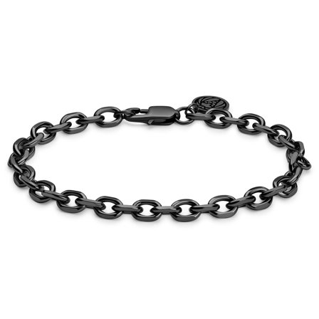 Essentials | Pulsera de cadena de cable en negro metalizado de 6 mm para hombres - Pulseras de acero