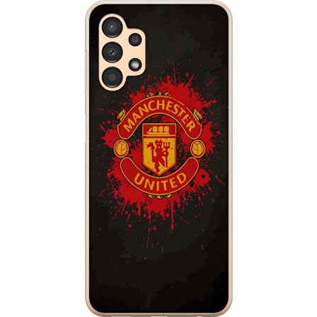 Kompatibelt Mobildeksel til Samsung Samsung Galaxy A13 Manchester United logo i rød og gul farge med røff sportslig bakgrunn