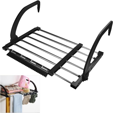 Udtrækkelig Hurtigtørrende Hængende Tørrestativ i Rustfrit Stål Metal 42-73cm Tørrestativ Radiator Sammenklappeligt Tørrestativ Altan Tør