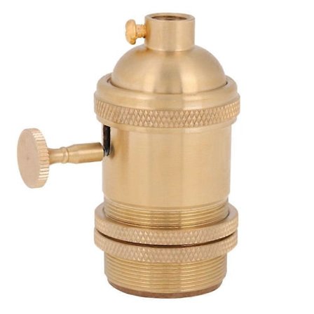 Vintage E27 Pæreholder / Sockel Kobber Lampeholder for Antik Lyspære Knappbryter