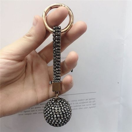 Rhinestone läderrem Crystal Ball Pendant nyckelring 5