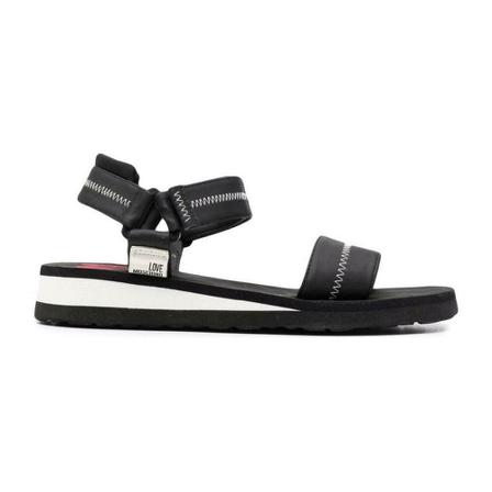 Love Moschino, nero casual part-open sandal Czarny, Kobieta, Rozmiar: 38 EU