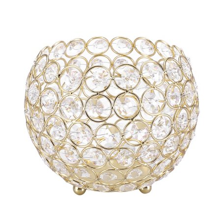 Krystall telysholder bryllupsdekor bord midtpunkt (gull diameter 15 cm)