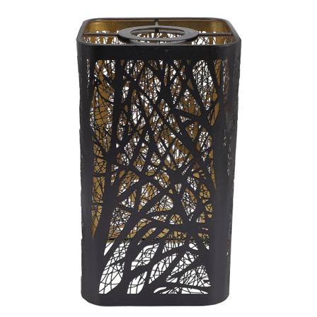 Lille Lampeklokke Metal Lampeklokke Med Træ Mønstre Til Hængende Lys Vægslampe Sort 20x11.6cm Black 20x11.6cm