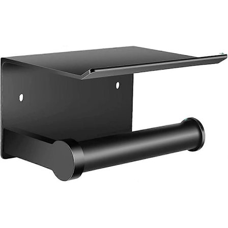 Toalettpapirholder med selvklebende hylle eller veggmontering med skruer for bad eller vaskerom JIL