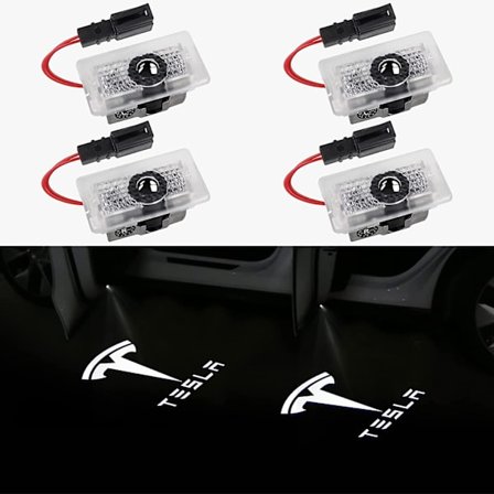 Dørlogo-projektorlys Velkomstlys Trinnlys For Tesla Model 3 Model Y Model S Model X Bildørlys Tesla Lys Tesla Tilbehør, 4 stk/pakke