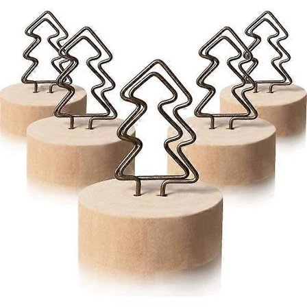 15 Stycken Träbas Antik Trådkorthållare Fotohållare Klämma