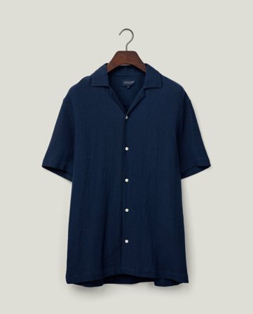 Lexington Camp collar gauze shirt, dark blue