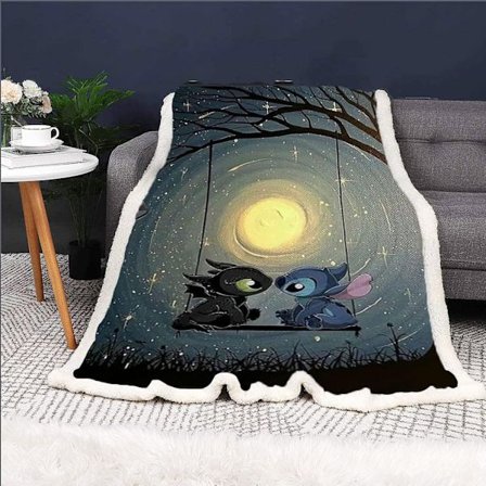 3D digitaltrykt tæppe, Stitch lammeuld fleece tykt tæppe, børnetæppe med aircondition