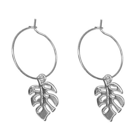 Earrings - Creoles - Monstera - Silver